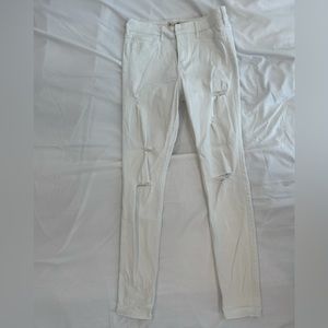 Hollister High Waisted White Distressed Skinny Jeans